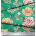 thumbnail image 3 of Soimoi Poly Georgette Fabric Leaves & Rose Flower Fabric Prints By Yard 52 Inch Wide, 3 of 3
