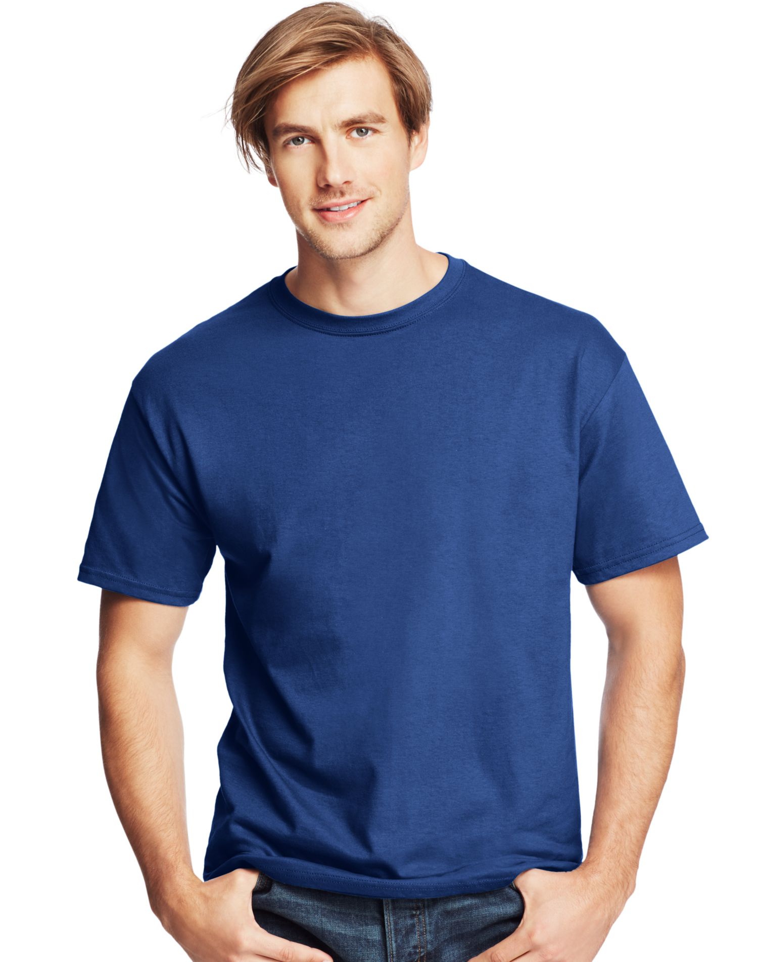Hanes T-Shirts à Col Ras du Cou ComfortSoft pour Hommes, Lot de 4, TG, Bleu Royal Foncé