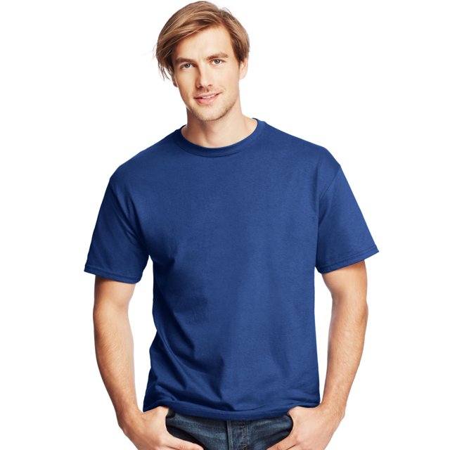 Hanes T-Shirts à Col Ras du Cou ComfortSoft pour Hommes, Lot de 4, L, Bleu Royal Foncé