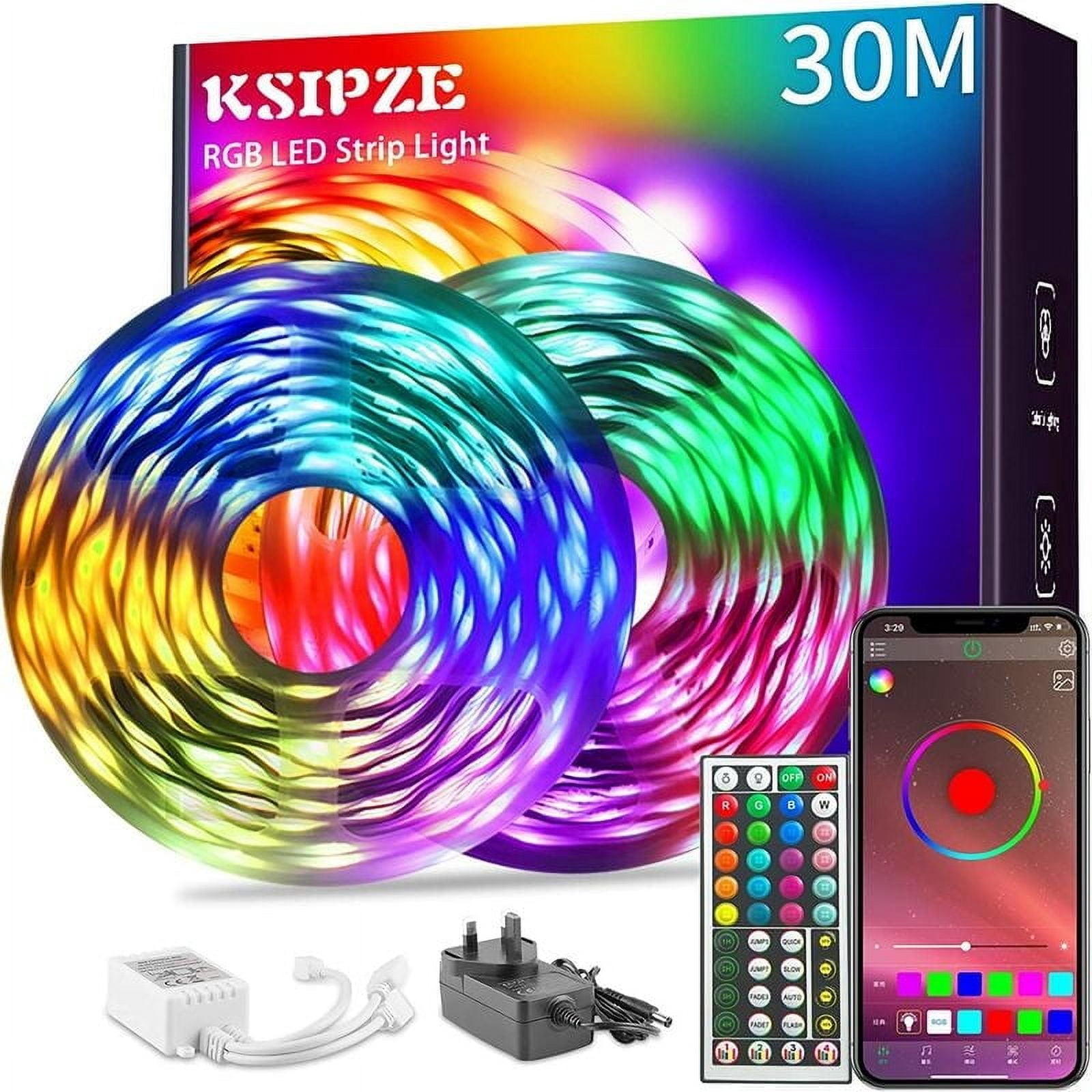 Spectacular LED Light Strips, Smart App Control for Seamless Bedroom Transformation, 16 Million Colors RGB Music Sync (30m)