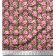 thumbnail image 1 of Soimoi Coton Canard Tissu Rayé & Rose Imprimé Floral Tissu 1 Yard 56 Inch Wide, 1 of 3
