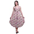 thumbnail image 1 of Bimba Robe Teinture sur Nœuds pour Femme à Imprimé Floral, Bretelles Spaghetti, Col en V, Midi, Tenue de Plage - Xxx-Grand, 1 of 1