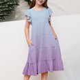 thumbnail image 3 of Plebaso Robes d'Été Décontractées pour Bébés Filles à Manches Volantées, Col Rond, Couleur Unie, Robe à Volants, Vêtements de Mode pour Filles, 3 of 5