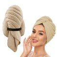 thumbnail image 4 of TopLLC Microfiber Hair Towel Wrap For Hair Drying Towel With Elastic Strap Fast Drying Hair Turbans For Wet Hair Long Thick Curly Hair Super Soft Hair Wrap Towels Drying Towels, 4 of 9