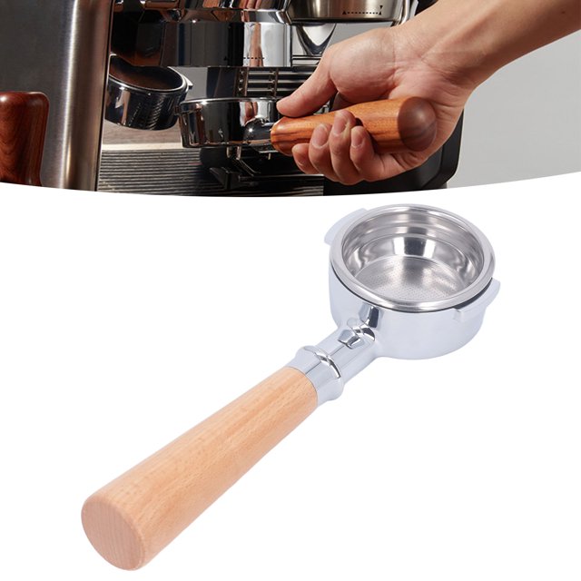 Porte-filtre à Café Sans Fond 58mm avec Écran à une Seule Couche, Poignée en Bois pour Expobar, Rancilio
