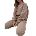 thumbnail image 4 of Innerwin Two Piece Outfit Drawstring Women Jogger Set Sports Long Sleeve Beam Foot Sweatsuits Khaki 3XL, 4 of 7