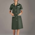 thumbnail image 2 of Xfvqtps Robe d'Infirmière pour Femmes avec Poches, Boutons, Manches Courtes, Empiècement, Col à Revers, Robe de Travail pour Préposée, Vert Olive, 2 of 6