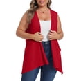 thumbnail image 2 of Plus Size Women Sleeveless Cardigan Open Front Lightweight Coat Draped Solid Color Long Vests with Pockets Oversized Cardigan Sweaters for Lady L, 2 of 7