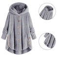 thumbnail image 2 of Winter Coat Sweatshirt for Women Plush Solid Button Long Sleeve, 2 of 9