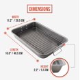 thumbnail image 2 of Chef Pomodoro Nonstick Carbon Steel Roasting Pan Roaster with Flat Rack, 16 x 11-Inch, Large, Grey, Bakeware Rectangular Oven BBQ Baking, 2 of 8