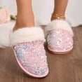 thumbnail image 2 of Dsscvnef Women's Winter Solid Color Flash Suede Cotton Slippers Home Comfort Warm Slippers, 2 of 9