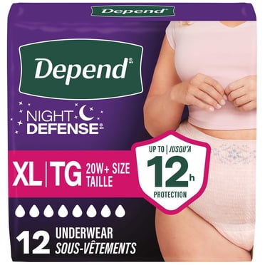 Sous-vêtement d’incontinence de nuit Night Defense de Depend pour femmes, P-TG