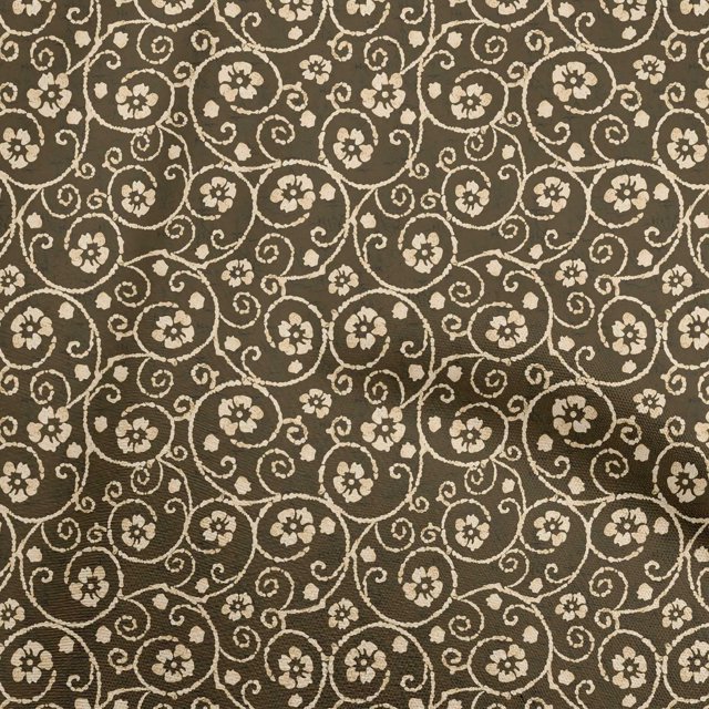 oneOone Rayon Brown Fabric Asian Batik Floral Craft Projects Decor Fabric Printed By The Yard 56 Inch Wide