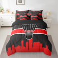 thumbnail image 2 of YST Ensemble de Literie Sport pour Enfants avec Couette, 7 Pcs, Format Double, Noir Rouge, Jeu Gaming, 2 of 4