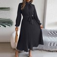 thumbnail image 4 of Birdeem Robes pour Femmes Manches Longues Mode Couleur Unie Col Montant Taille Robes Manches Longues pour Femmes, 4 of 5