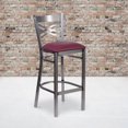 thumbnail image 4 of HERCULES Series Clear Coated ''X'' Back Metal Restaurant Barstool - Burgundy Vinyl Seat, 4 of 6