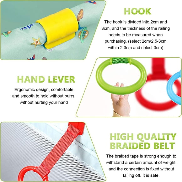 serony Baby Crib Playpen Pull Ring Hanging Rings Colorful Newborn Pull Rings Learn To Stand Pendants Kids Toys Handles Home Walking Training Accessories Blue