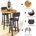 thumbnail image 4 of Furlinkhm 3 Piece Pub Dining Set, Modern Bar Table and Stools for 2 Kitchen Counter Height Wood Top Bistro Easy Assemble for Breakfast Nook Living Room Small Space Restaurant, Rustic Brown, 4 of 9