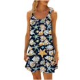 thumbnail image 2 of Ovzne Robes d'Été pour Femmes Robe pour Femme Robe à Col Rond Sans Manches Dégradé Teinture sur Nœuds Robe de Plage Robe d'Été Liquidation, 2 of 6