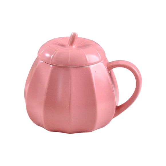 Halloween Pumpkin Mug With Lid Ceramic Halloween Pumpkin Shaped Cup Halloween Coffee Mug Milk Cup With Lid For Christmas Birthday Women Wife Mom Girl Boy Teacher Fancy Hot Chocolate Mugs Double Wall