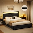 thumbnail image 2 of GUNAITO Full Bed Frame with 2 Storage Drawers, Platform Bed with Headboard, Velvet Upholstered Bed Frame with LED Lights & Charging Station, Black, 2 of 9