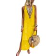 thumbnail image 1 of Innerwin Robe Longue Fendue sur le Côté Robe d'Été pour Femme Fête Sans Manches Décontractée Maxi Robes Jaune 4TG, 1 of 2
