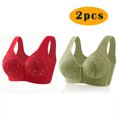 thumbnail image 2 of Yuyuzo Front Closure Bras for Women Plus Size 2 Pack Full Support Wireless Comfortable Everyday Bra, 2 of 3