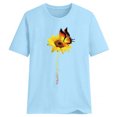 thumbnail image 3 of Blouse Été Manches Courtes T-shirt Court Femmes Manches Rondes Blouse Imprimé Tournesol Col Rond Top, Bleu Clair, XL, 3 of 5