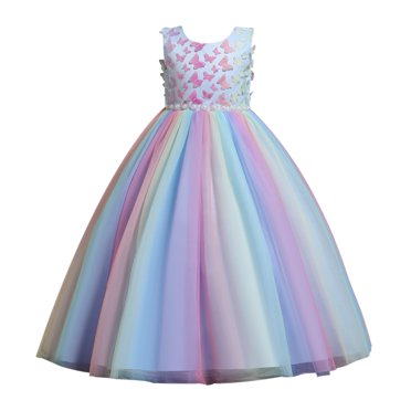 HAWEE Robe de Fête de Mariage en Tulle Arc-en-Ciel pour Demoiselle d'Honneur Anniversaire Concours Bal