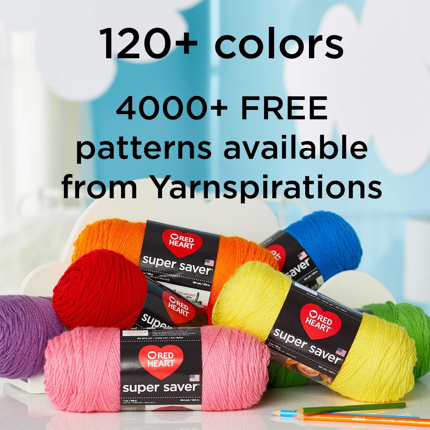 Fil Red Heart Super Saver, solide, acrylique #4 moyen, 7oz/198g, 364 yards