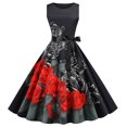 thumbnail image 1 of drppepioner Femmes Grande Taille Liquidation Robes d'Été pour Femmes Plage Imprimé Floral Sans Manches Robe Débardeur Évasée, 1 of 8