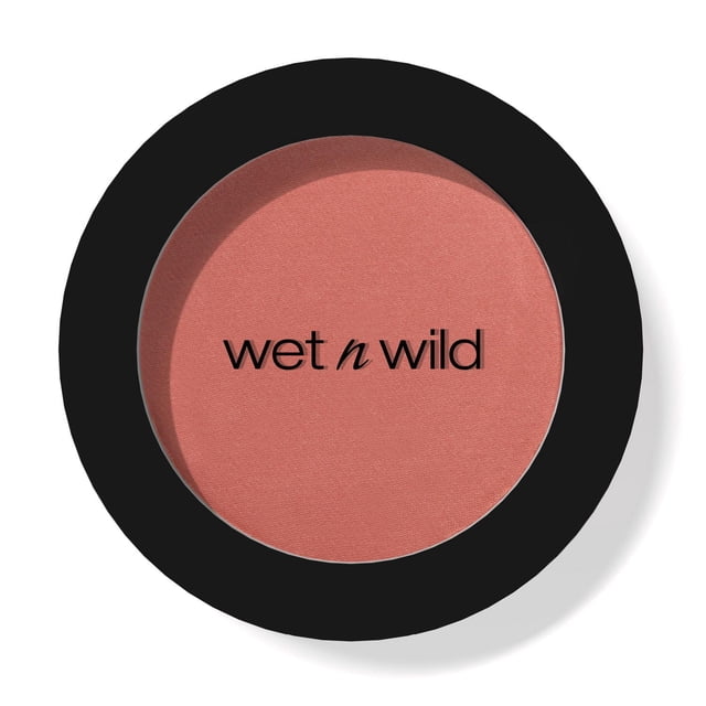 COLOR ICON BLUSH - BED OF ROSES by wet n wild, a round pressed powder blush in a matte black compact with a soft, buildable rose shade, designed to blend seamlessly for a natural flushed look and layering from sheer to bold color.