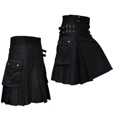 Men's Fashion Casual Scottish Style Solid Pocket Pleated Trousers for Comfortable Daily Wear