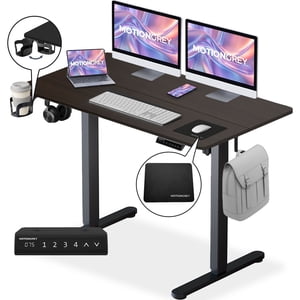 MotionGrey - Ergo2 Adjustable Electric Standing Desk with Memory Settings - 43" x 24" Black Top Black Frame - Ergonomic Desk for Home and Office