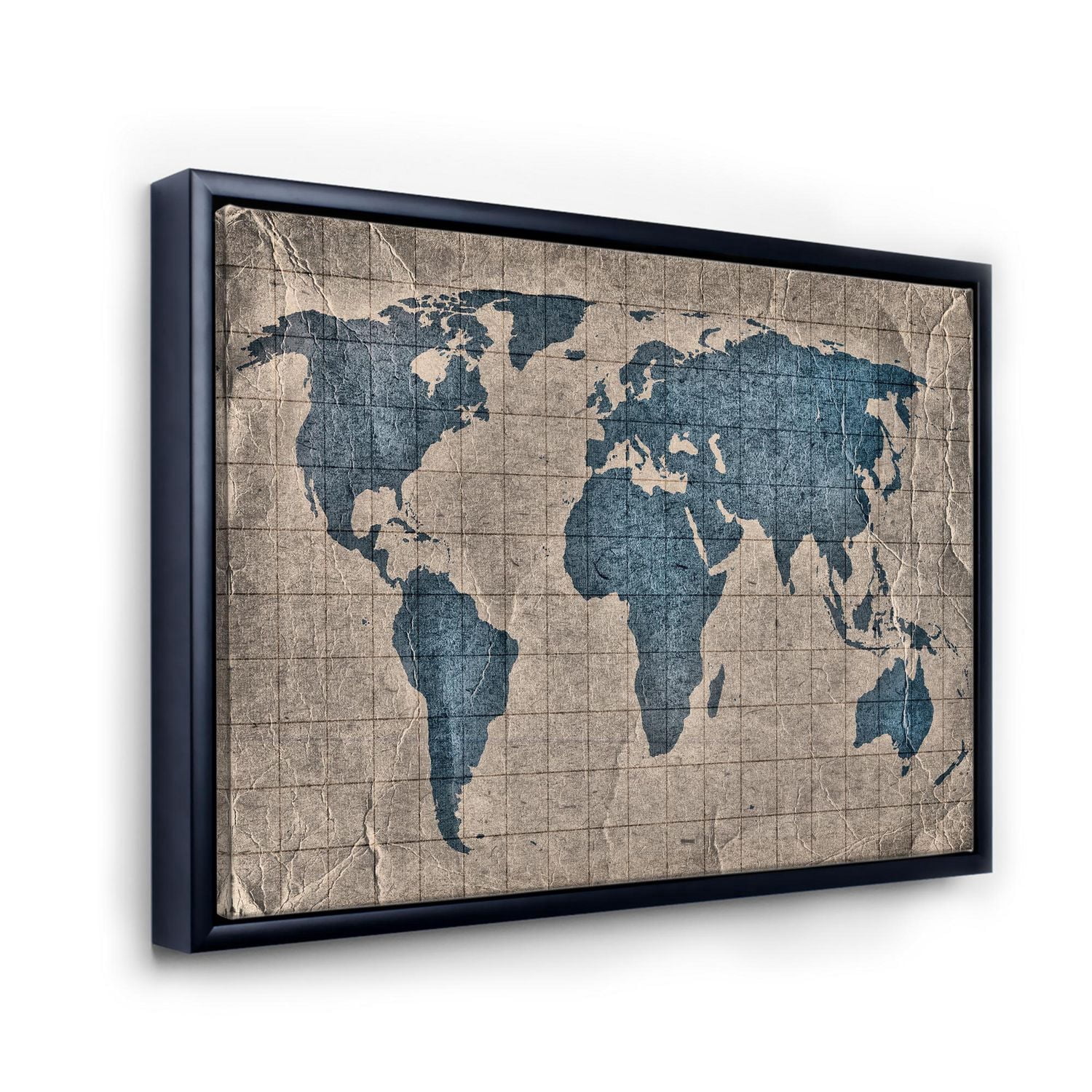 Designart Ancient Map of The World I FLOAT FRAME WALL ART