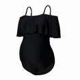 thumbnail image 2 of Neinkie Maternity Swimsuit One Piece Pregnancy Swimwear Bathing Suit Halter Ruffled Maternity Bikini Monokini, 2 of 8