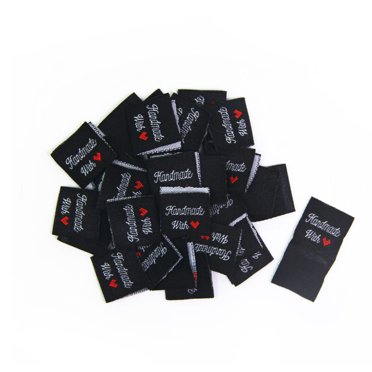 fastboy 100 Pieces Polyester Clothing Label Portable Cute Universal Heart Shape Replacement Care Tag Marker Accessories Black