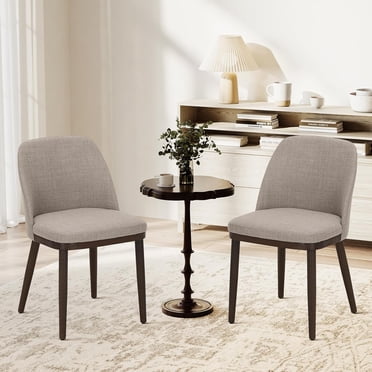 MALOL Chaises de Salle à Manger Rembourrées, Ensemble de 2, Chaises de Cuisine Modernes avec Dossier, Chaises Latérales de Salle à Manger en Tissu avec Pattes en Bois, Camel