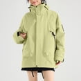 thumbnail image 4 of Women's Fashion Solid Color Long Sleeve Waterproof Rain Jacket with Zipper Pockets, Windbreaker Coat for Outdoor Use, Hooded Design for All-Weather Protection, 4 of 7
