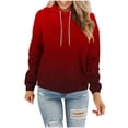thumbnail image 3 of Sentmoon Hoodies Long Sleeve Loose Oversized Womens Pullover Gradient Color with Pocket Drawstring Womens Travel Outfit Fall Soft and Comfortable for Bookstore Visit Red M, 3 of 6