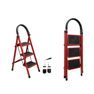 Joie-Ciel 3-Step Échelle pliante avec poignée, marches larges non glissantes, 500 Lbs Capacité, Rouge