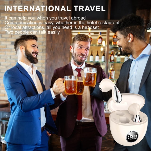 Écouteurs Traducteurs Intelligents, Écouteurs d'Interprétation Instantanée avec Réduction du Bruit, Offrant 144 Langues, Connectivité Bluetooth Sans Fil et Étui de Recharge pour les Voyages