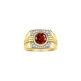 thumbnail image 1 of RYLOS Mens Rings 14K Yellow Gold Designer Round Gemstone &  Sparkling Diamond Ring Garnet January Birthstone Rings For Men, Men's Rings, Gold Rings Sizes 8 - 13, 1 of 7