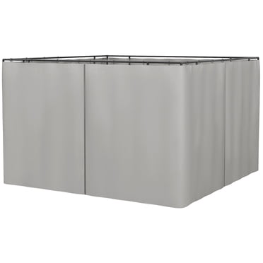 Outsunny 10' x 10' Universal Gazebo Sidewall Set with 4 Panels, Hooks/C-Rings Included for Pergolas & Cabanas, Light Grey