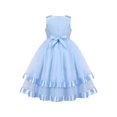 thumbnail image 2 of Robe Fille Bleue Nœud Papillon Fête Concours Robe de Bal Mariage Princesse 10 Ans, 2 of 5