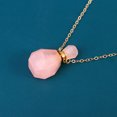 thumbnail image 4 of MasteelfCA Natural Crystal Fluorite Wishing Bottle Perfume Essential Oil Bottle Pendant Necklace Accessories Colorful Hanging Container (Pink, with Metal Chain), 4 of 7