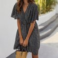 thumbnail image 4 of SMihono Robe d'Été Grande Taille pour Femmes 2023 Mode Imprimée Décontractée Printemps et Été Col en V Manches Courtes Longueur Genou, 4 of 4