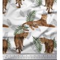 thumbnail image 1 of Soimoi Poly Georgette Fabric Leaves & Leopard Animal Decor Fabric Printed Yard 52 Inch Wide, 1 of 1