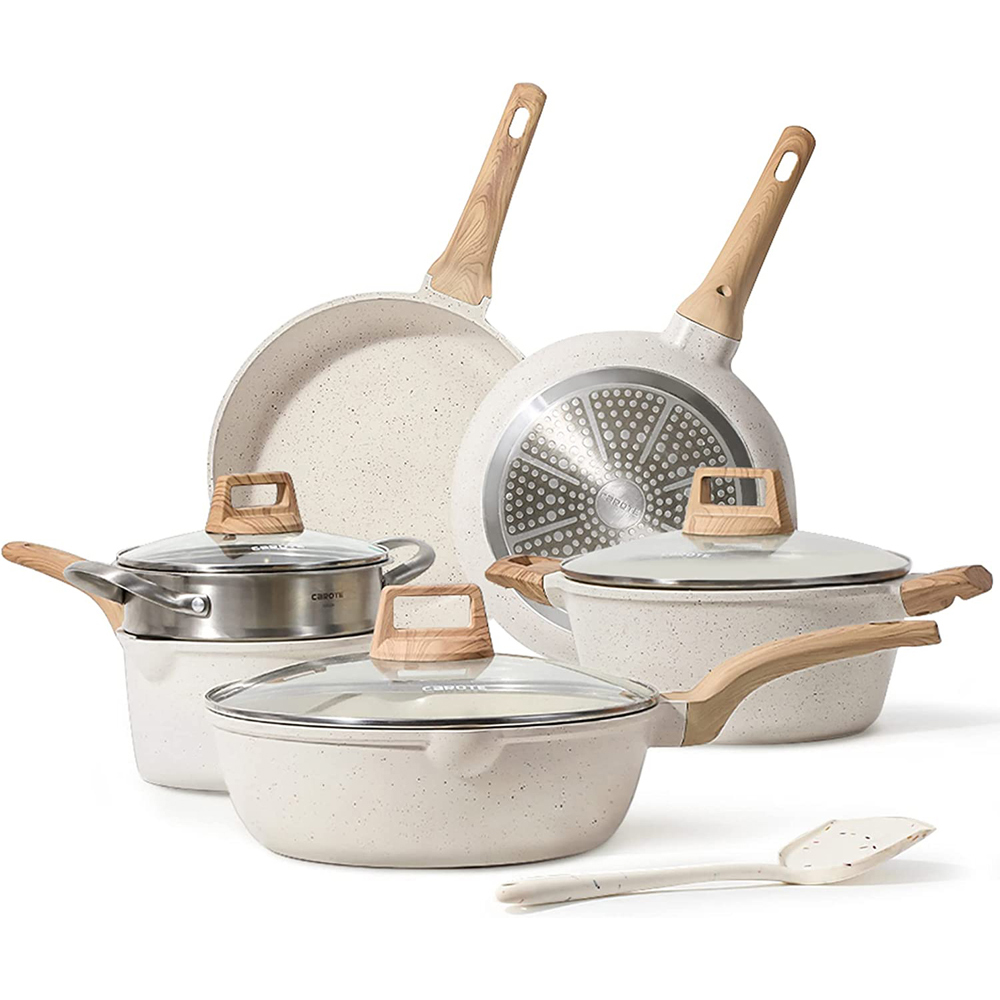 7Pcs Pots and Pans Set Nonstick Kitchen Stackable Aluminum Pans