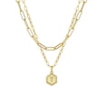 thumbnail image 1 of PVCS Collier Chaîne Plaqué Or pour Femmes Pendentif Lettre Hexagonale Collier de Superposition, 1 of 1